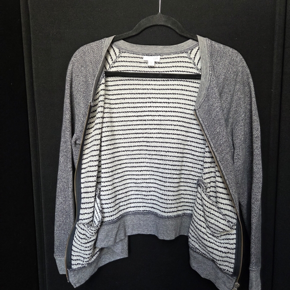 J. Jill Gray Zip-Up Sweater 100% Cotton - Picture 4 of 8